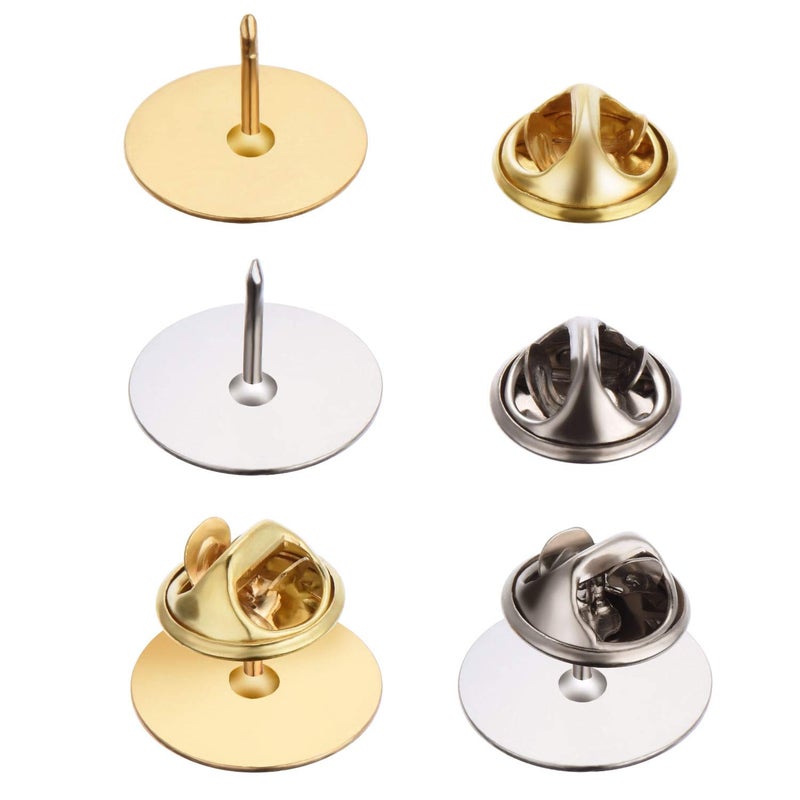 Canomo 50 Pairs Butterfly Pin Backs with 15mm Tie Tacks Blank Pins for for Lapel Pins, Service Bars and Jewelry(Silver and Gold) - Image 1